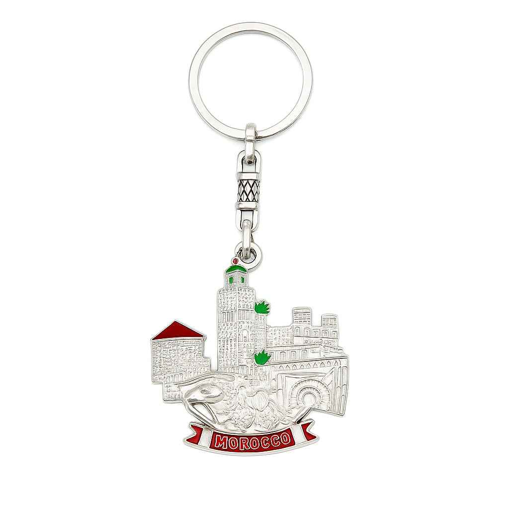 Porte-clés Souvenir MAROC en Métal Argenté