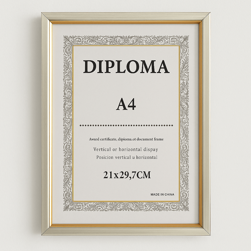 Porte Diplôme A4 Argenté Doré – Cadeau Graduation Maroc | Gifts House