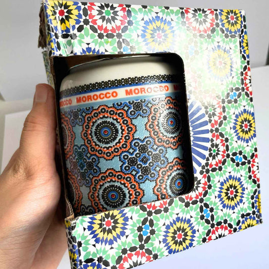 Mug Marocain avec Couvercle Inox – Motif Zellij