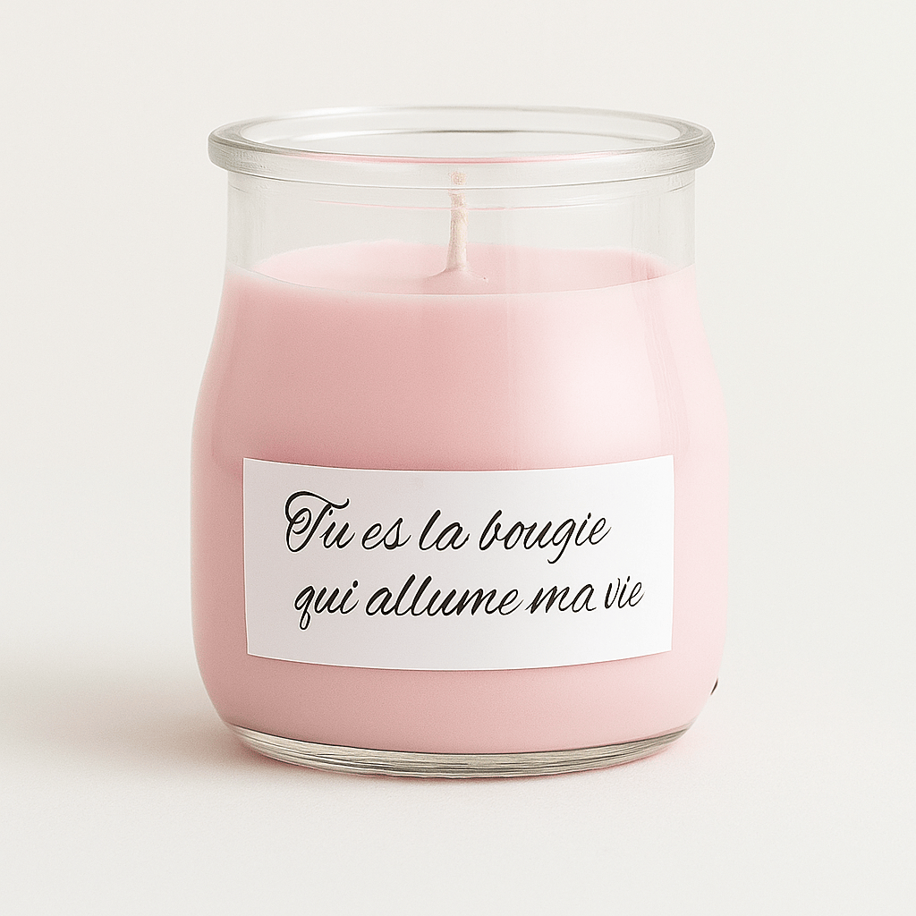 Bougie Parfumée Rose Personnalisée en Pot Verre – Cadeau Femme Maroc
