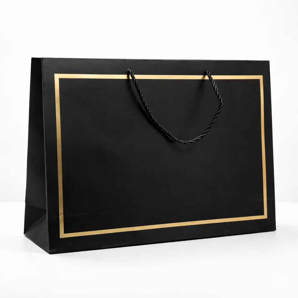 Sac Cadeau Noir et Doré Grand – Emballage Cadeau Maroc | Gifts House