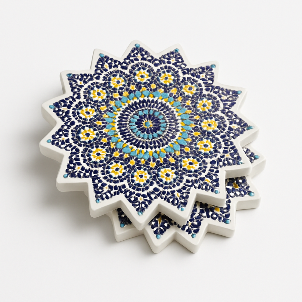 Sous-tasse artisanale en forme d’étoile aux motifs zellige marocains - Giftshouse