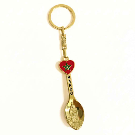 Porte-clés Cuillère Souvenir MAROC en Métal Doré
