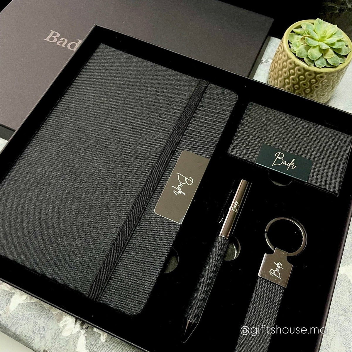 Coffret Noir Élégant Effet Jean – Cadeau Entreprise Personnalisé Maroc