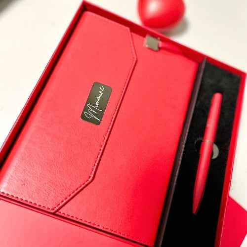 Coffret cadeau élégant Rouge - Agenda et stylo