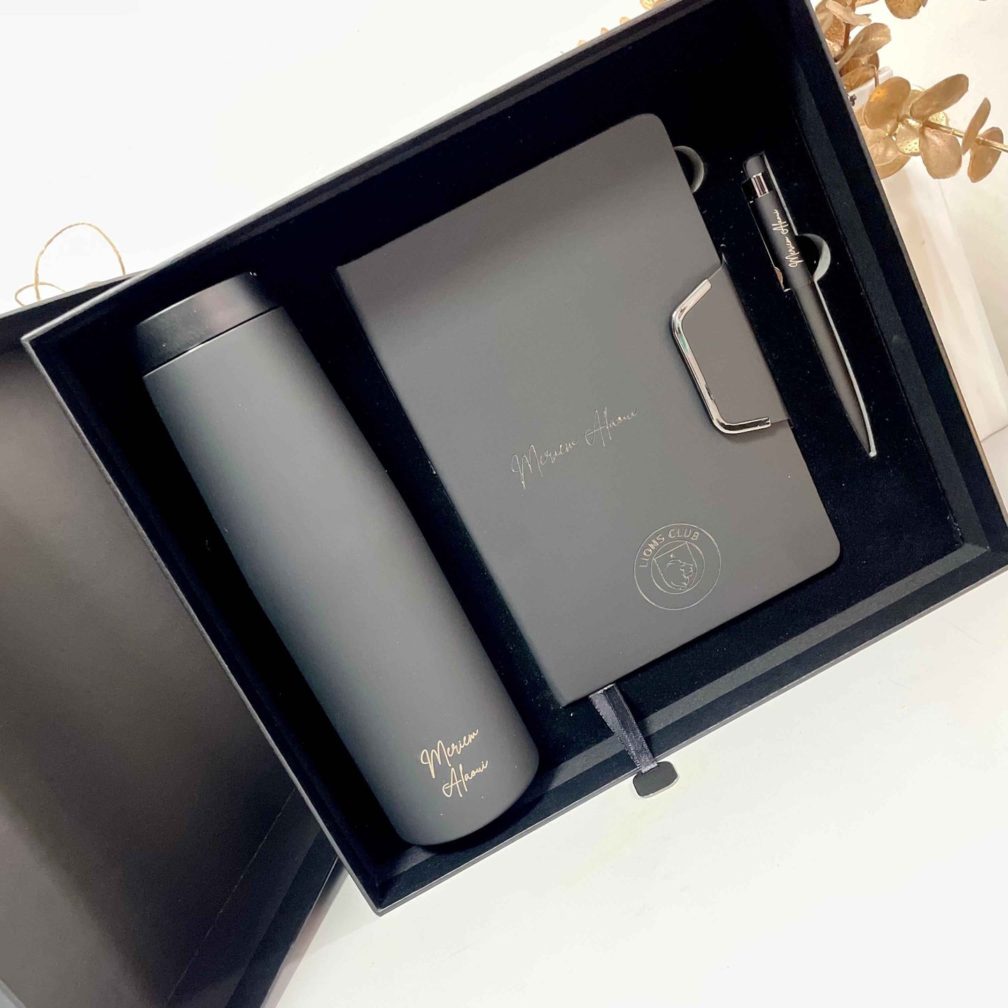 Coffret Noir luxe - Thermos Agenda Stylo