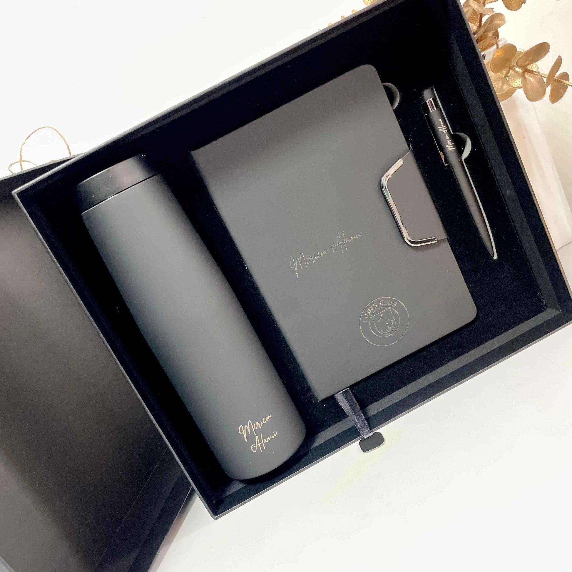 Coffret Noir luxe - Thermos Agenda Stylo
