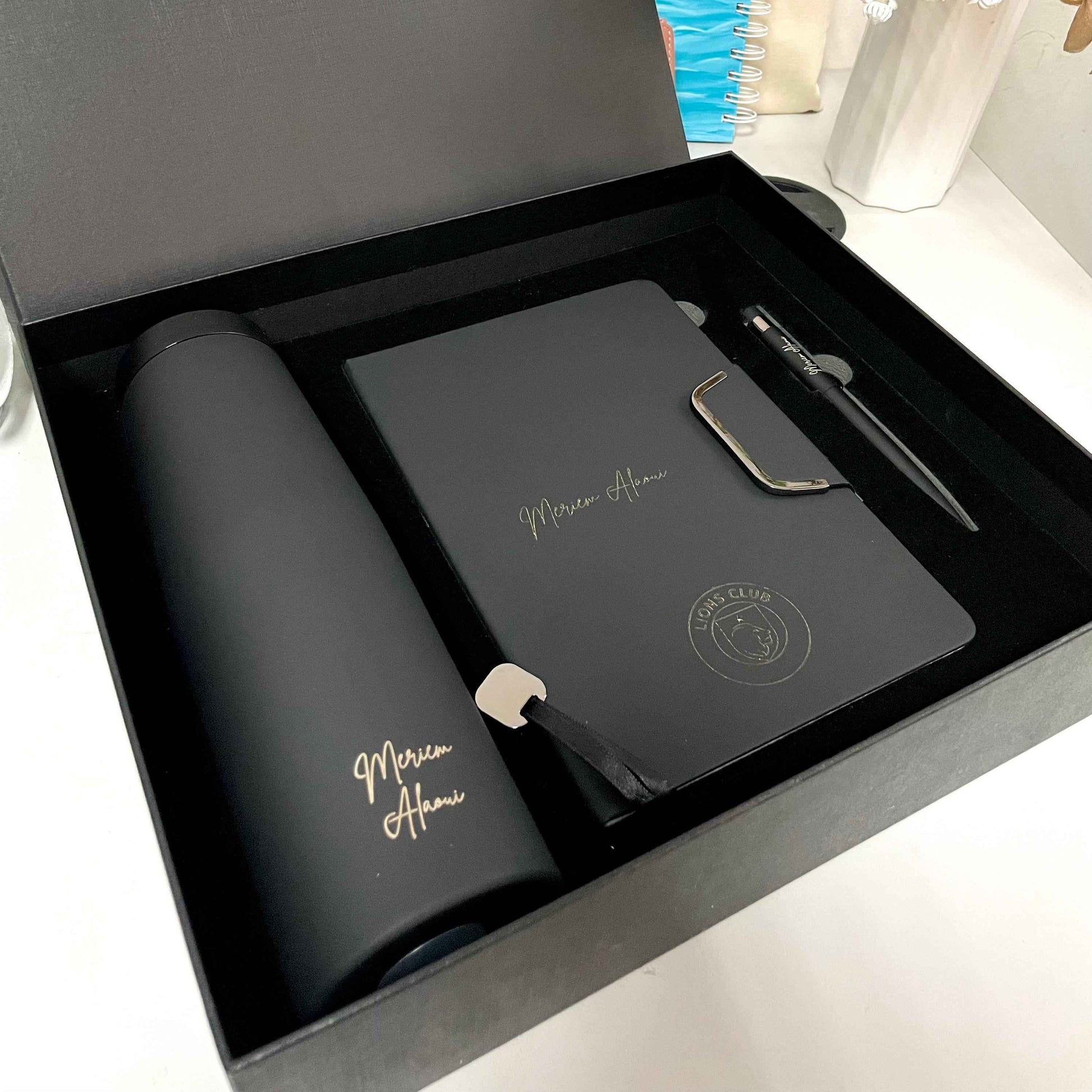 Coffret Noir luxe - Thermos Agenda Stylo