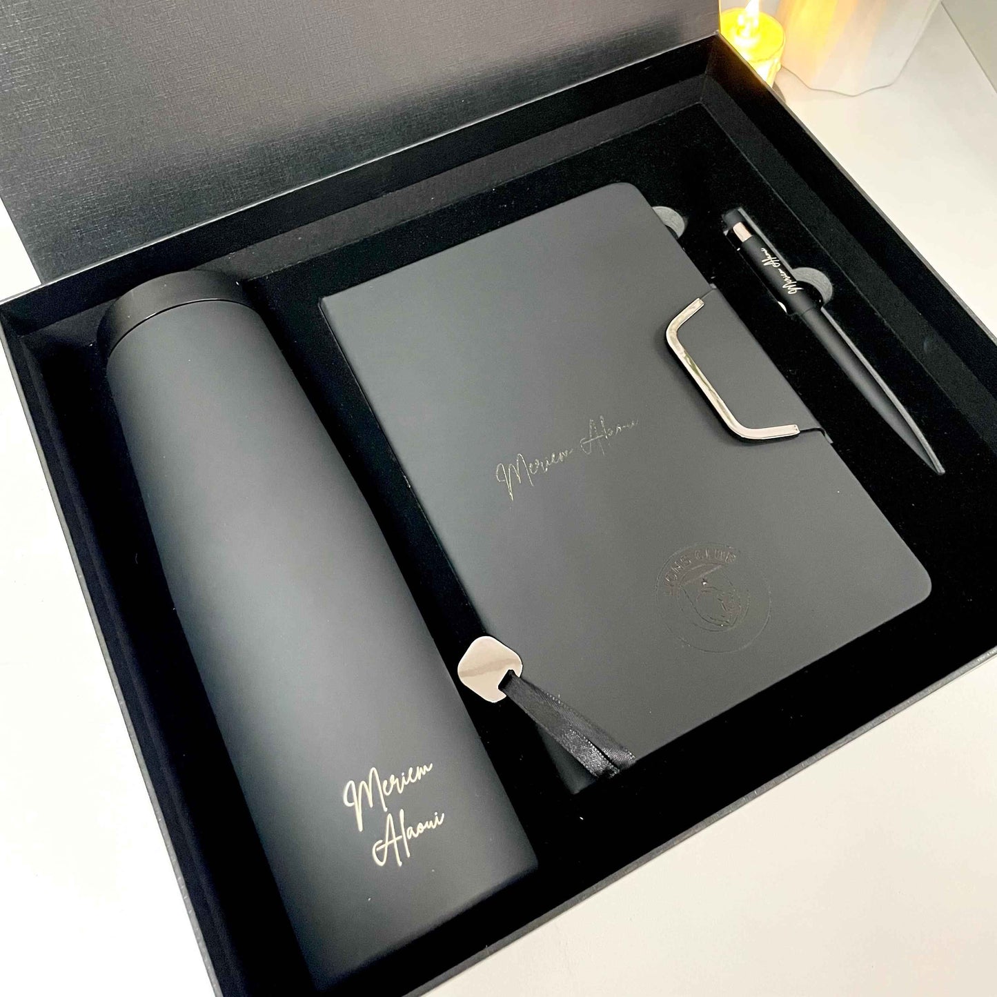 Coffret Noir luxe - Thermos Agenda Stylo