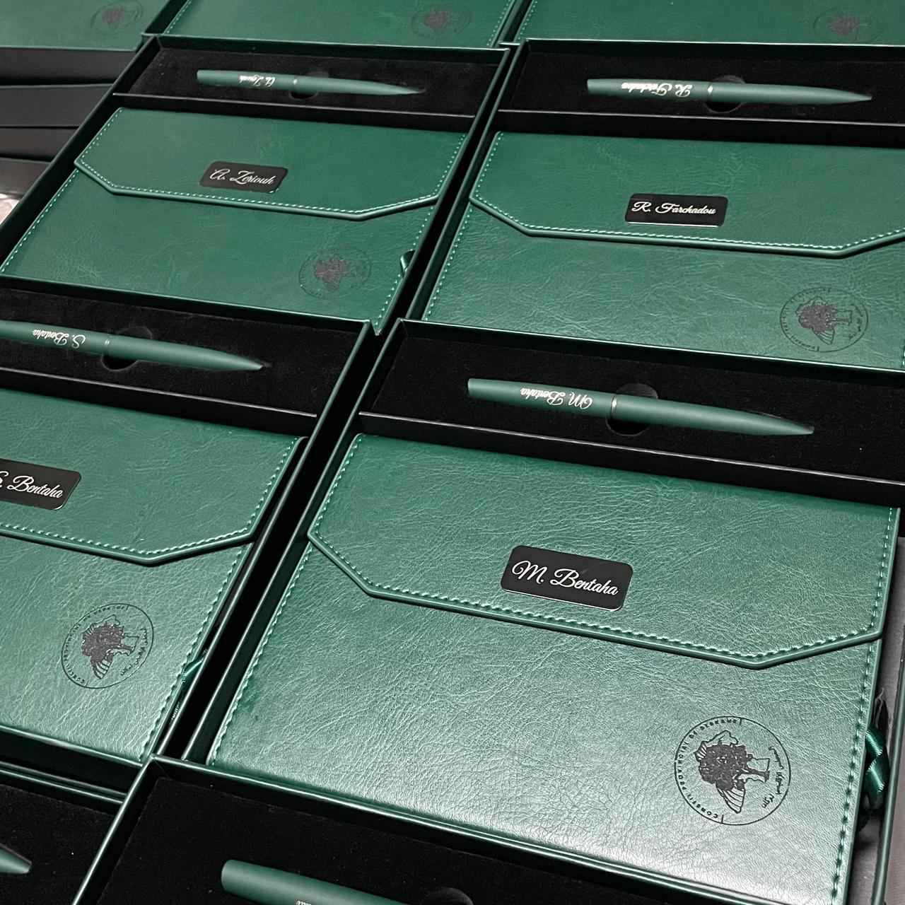 Coffret cadeau élégant Vert- Agenda et stylo