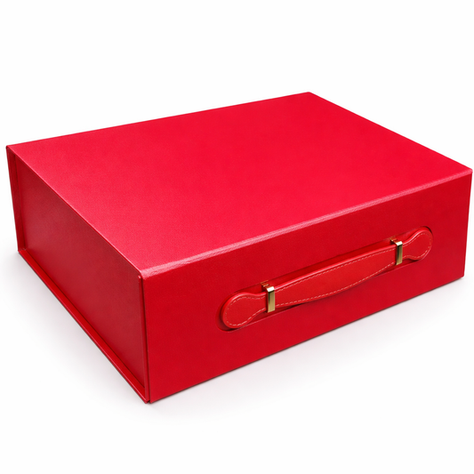 Coffret Luxe Extra Large Effet Simili Cuir Rouge