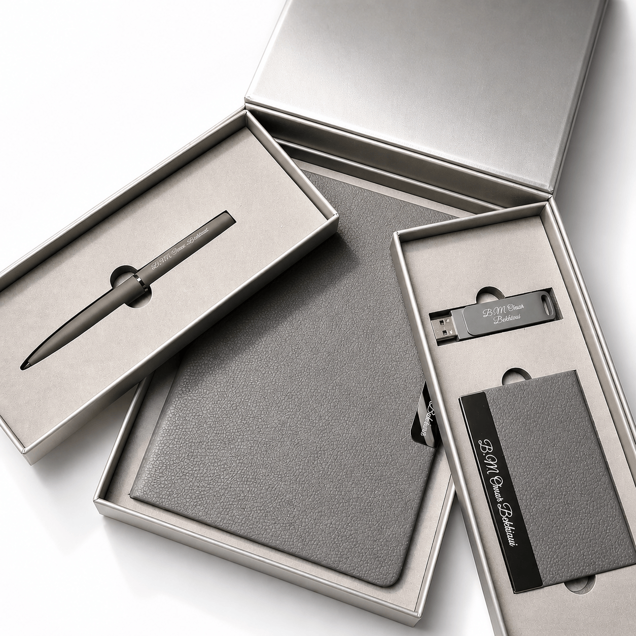 Coffret Shadow Wings – Carnet, Stylo & Porte-cartes Gravés | Gifts House