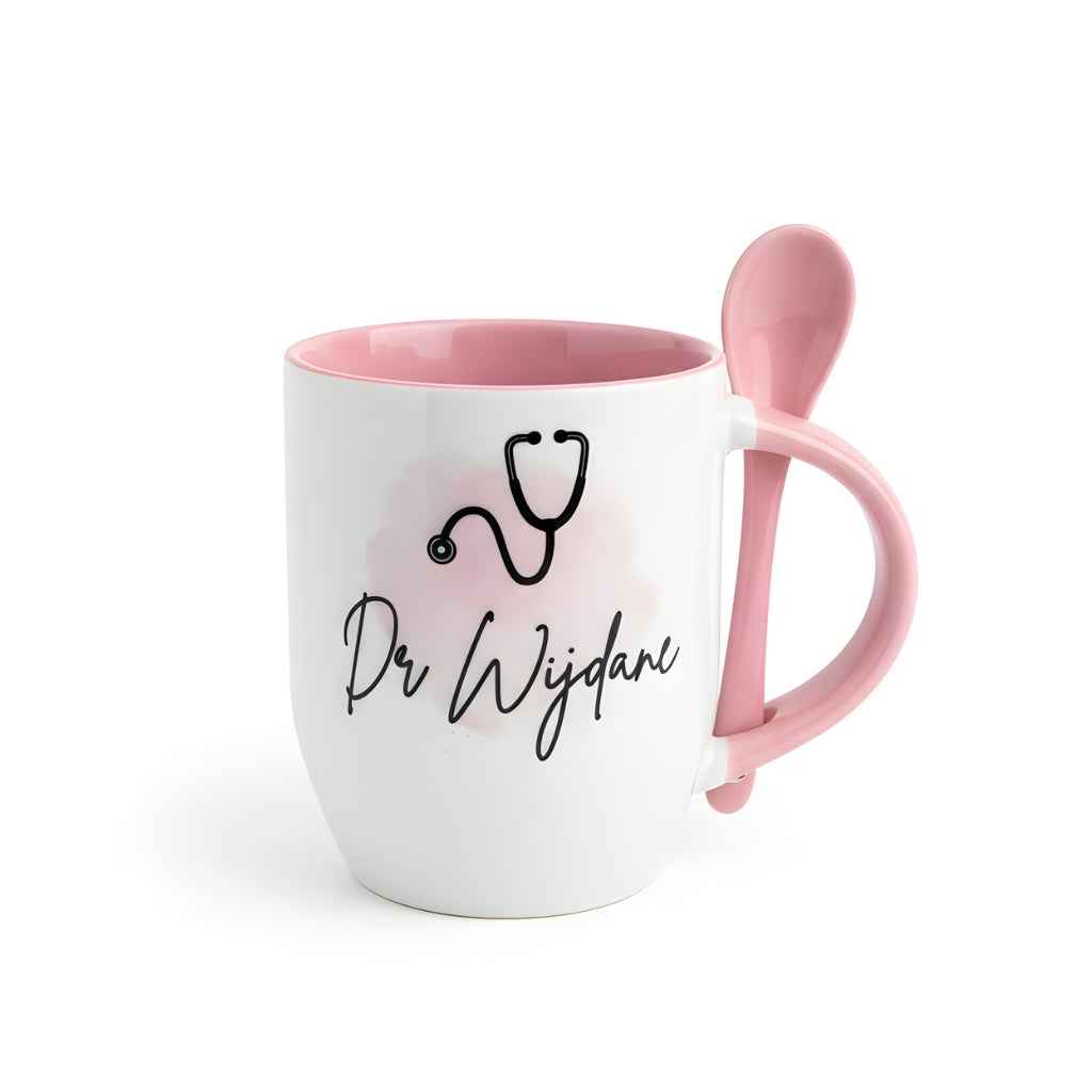 Tasse Rose Personnalisée avec Cuillère