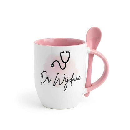 Tasse Rose Personnalisée avec Cuillère