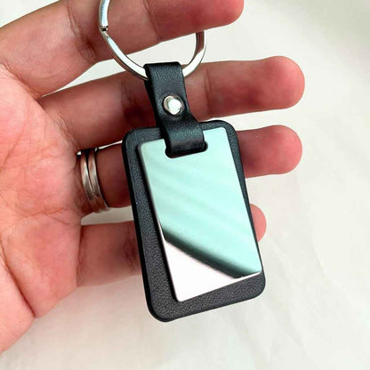 Porte-Clés Personnalisé en Cuir Noir et Métal Gravé