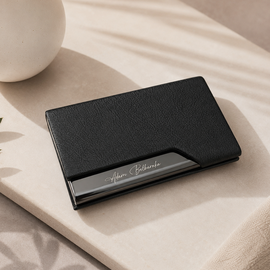 Porte-cartes noir élégant personnalisé