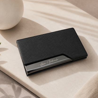 Porte-cartes noir élégant personnalisé
