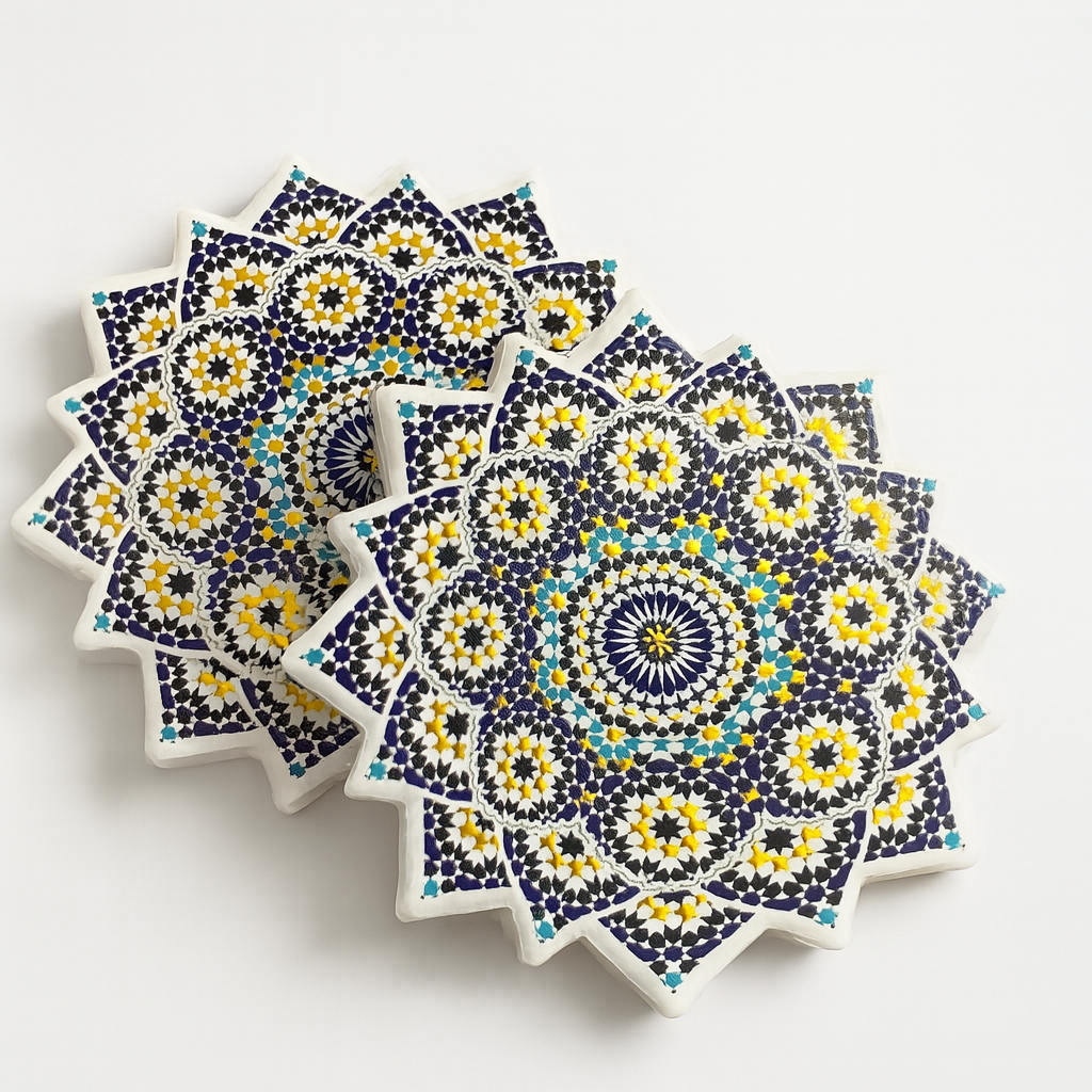 Sous-tasse artisanale en forme d’étoile aux motifs zellige marocains - Giftshouse