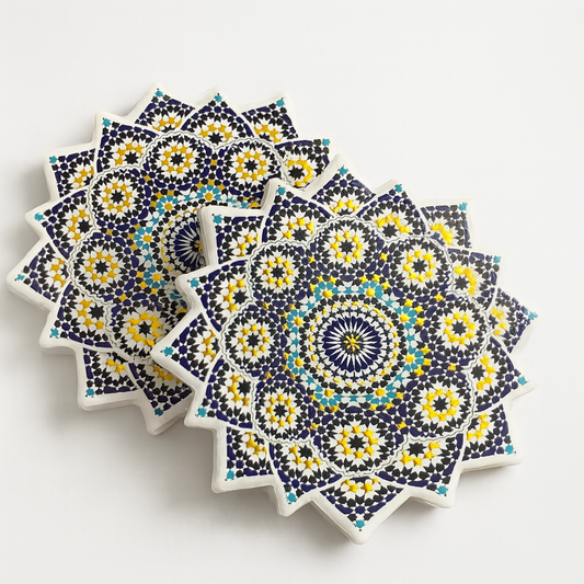Sous-tasse artisanale en forme d’étoile aux motifs zellige marocains - Giftshouse