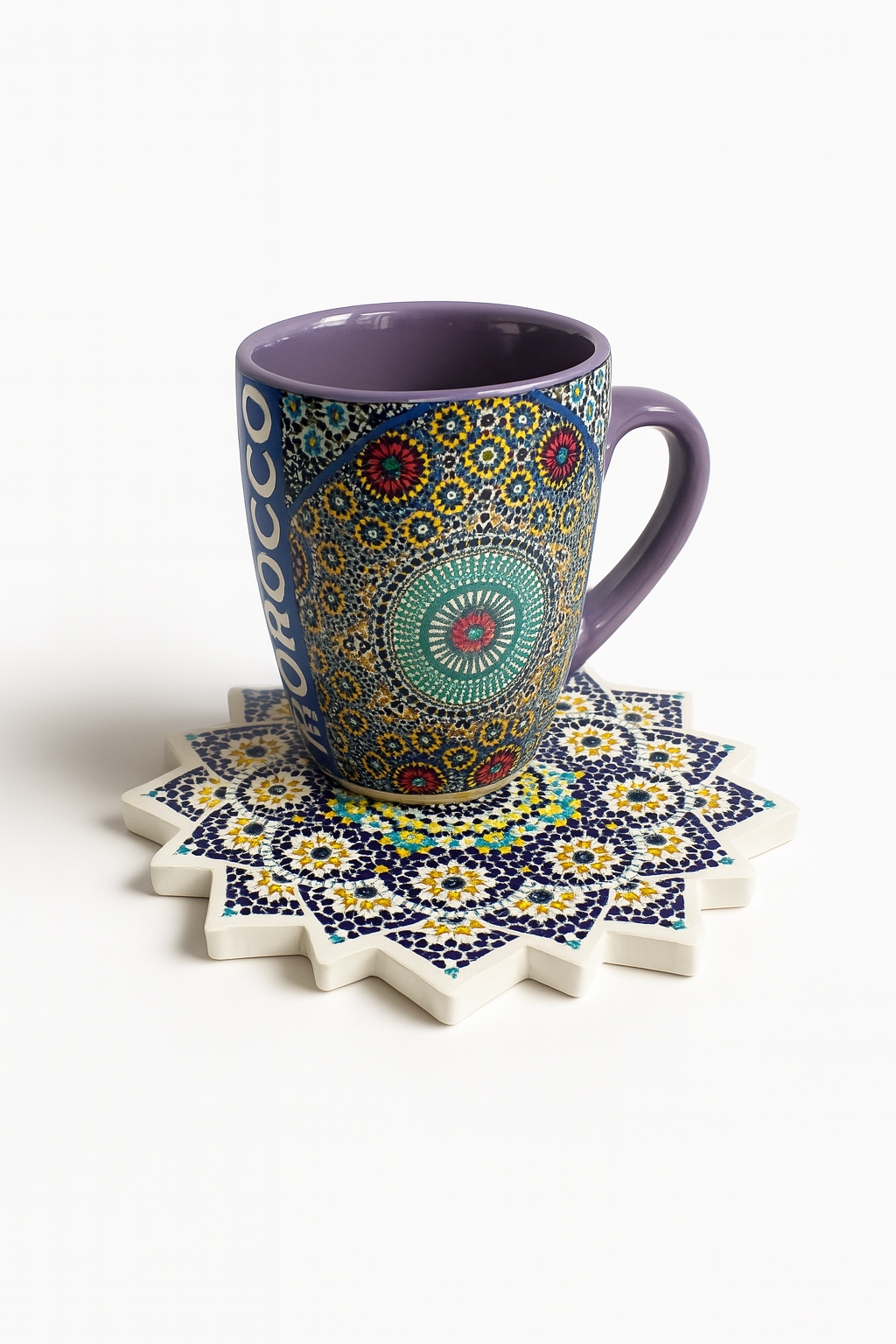 Sous-tasse artisanale en forme d’étoile aux motifs zellige marocains - Giftshouse