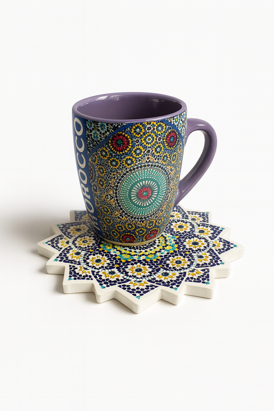 Sous-tasse artisanale en forme d’étoile aux motifs zellige marocains - Giftshouse
