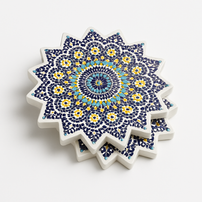 Sous-tasse artisanale en forme d’étoile aux motifs zellige marocains - Giftshouse