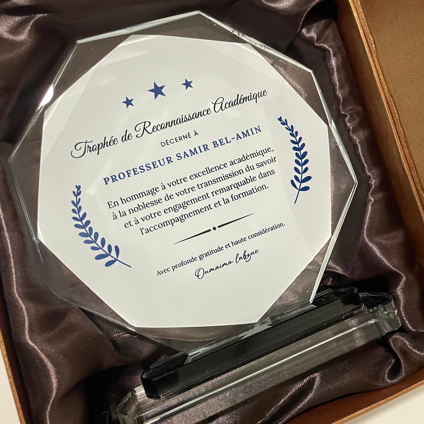 Trophée en cristal personnalisée